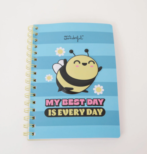 Caderno A5 3D Abelha Liso - My best day is every day Mr. Wonderful