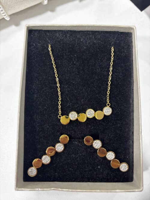 Conjunto colar e brincos circulos