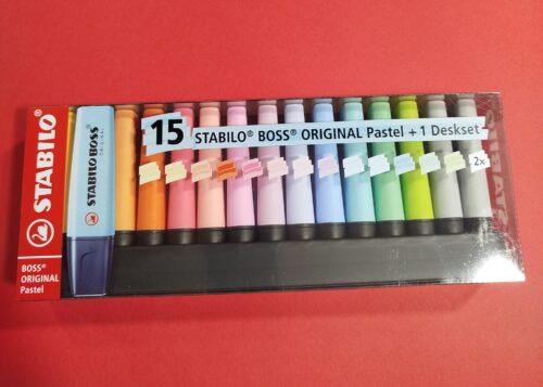 15 Marcadores Fluorescentes Tons Pastel + Deskset Stabilo Boss