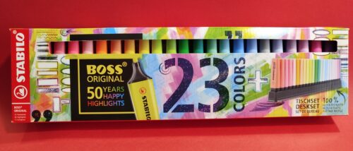 23 Marcadores Fluorescentes Tons Originais + Deskset Stabilo Boss