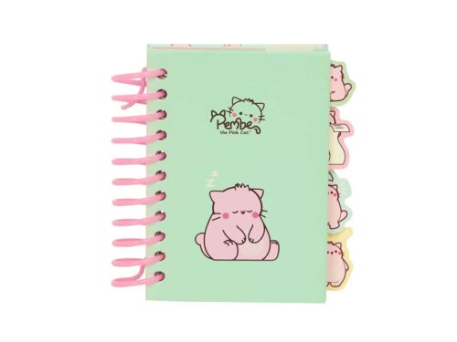 Caderno A5 Espiral com Separadores Pembe The Pink Cat (Cópia)