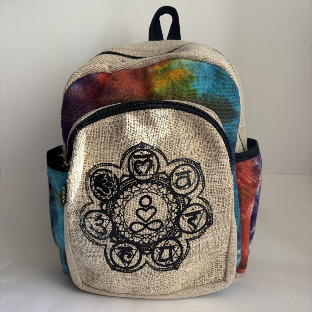 Mochila Média de Cânhamo Tiedye – 7 Chakras
