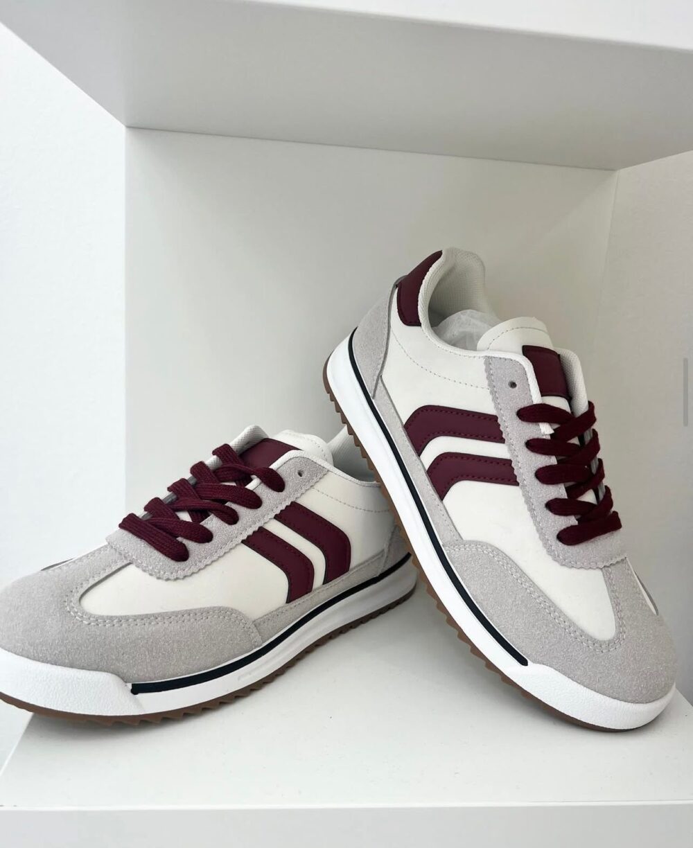 Sapatilha cinza\bordeaux\branco