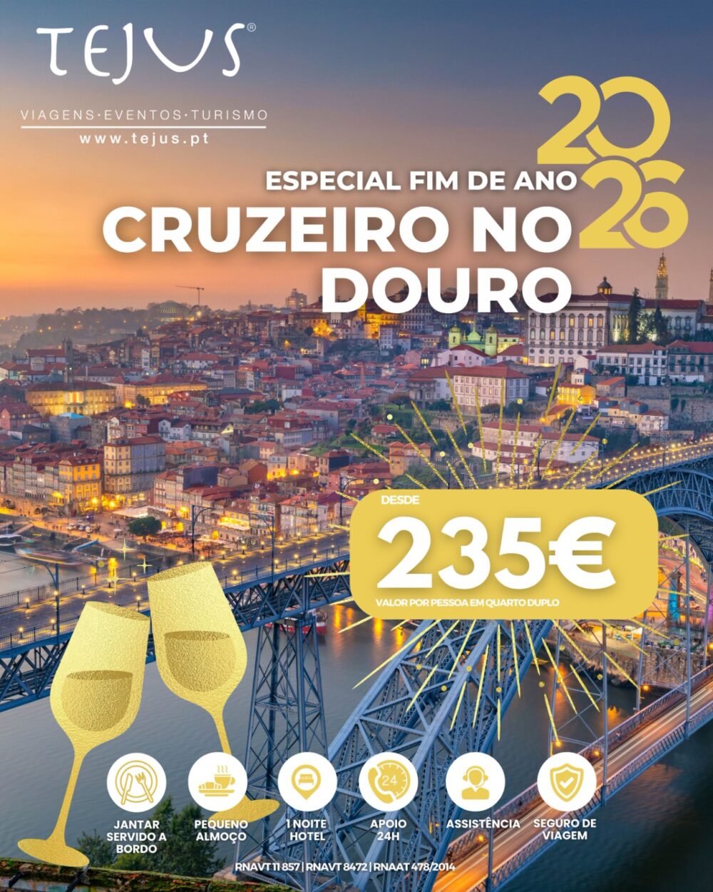 Réveillon 2025/2026 | Cruzeiro no Douro com Alojamento